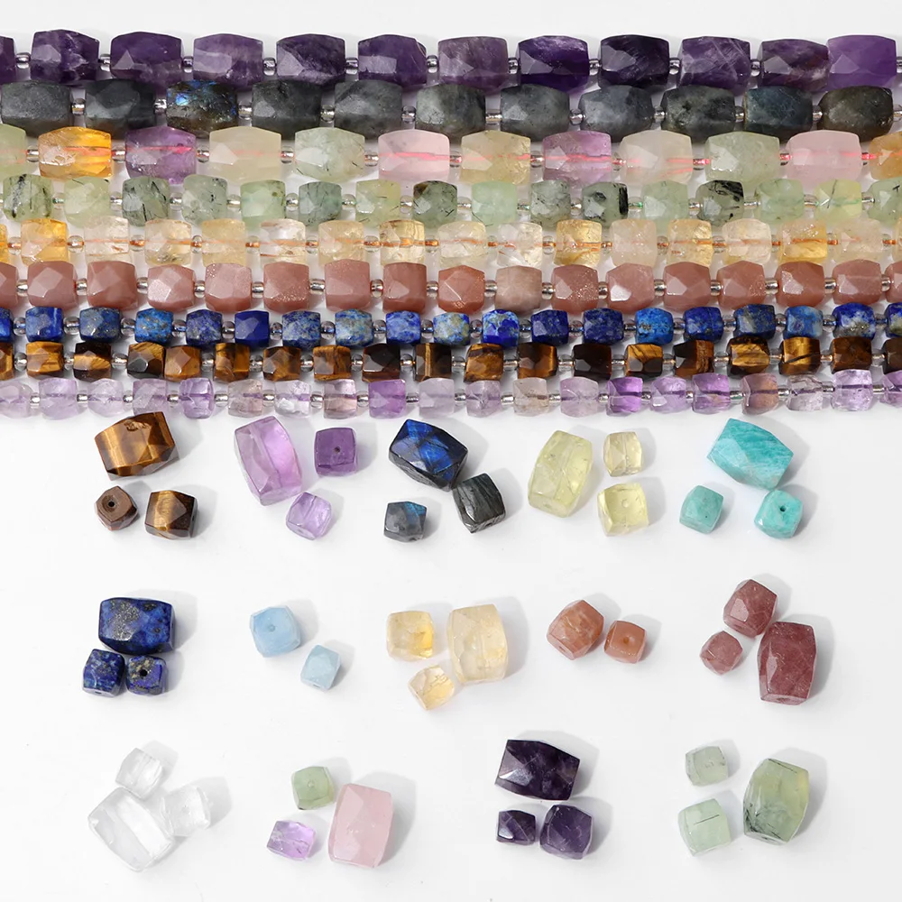 Natural Raw Mineral Stone Beads Square Shape Bead Citrine Quartz Reiki Healing Beads For Jewelry Making DIY Necklace Bracelet