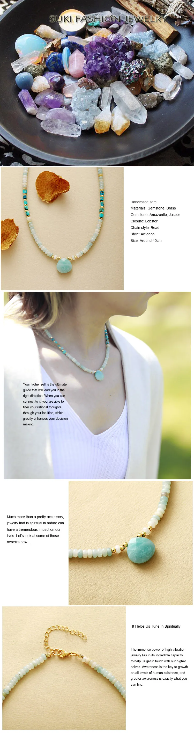 Trendy Minimalism Stones Amazonite Choker Necklace Designer Women Strand Collar Necklaces Boho Jewelry Bijoux