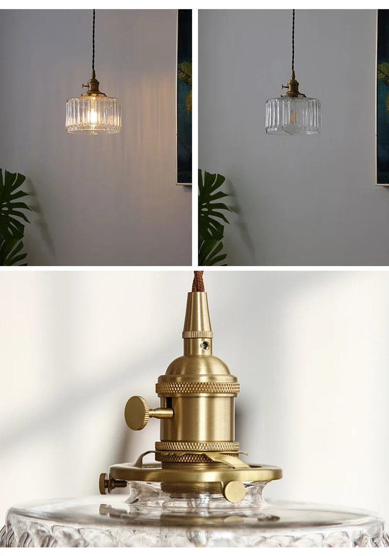 LED Vintage Glass Pendant Light Green Hanging Lamps Living Room Decor Luminaire Hall Bedroom Dining Room Indoor Fixture Lustre
