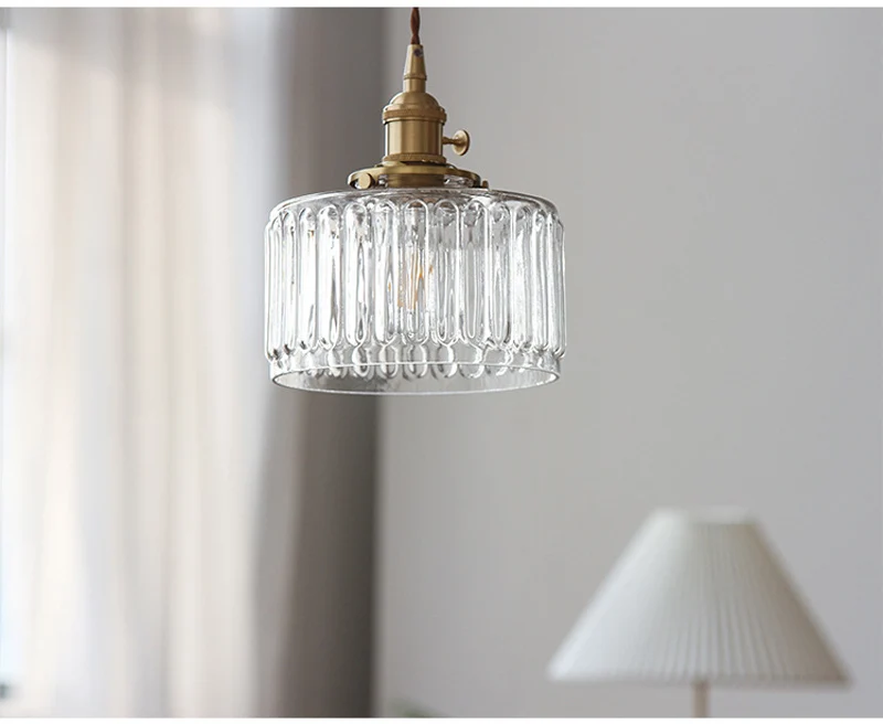 LED Vintage Glass Pendant Light Green Hanging Lamps Living Room Decor Luminaire Hall Bedroom Dining Room Indoor Fixture Lustre
