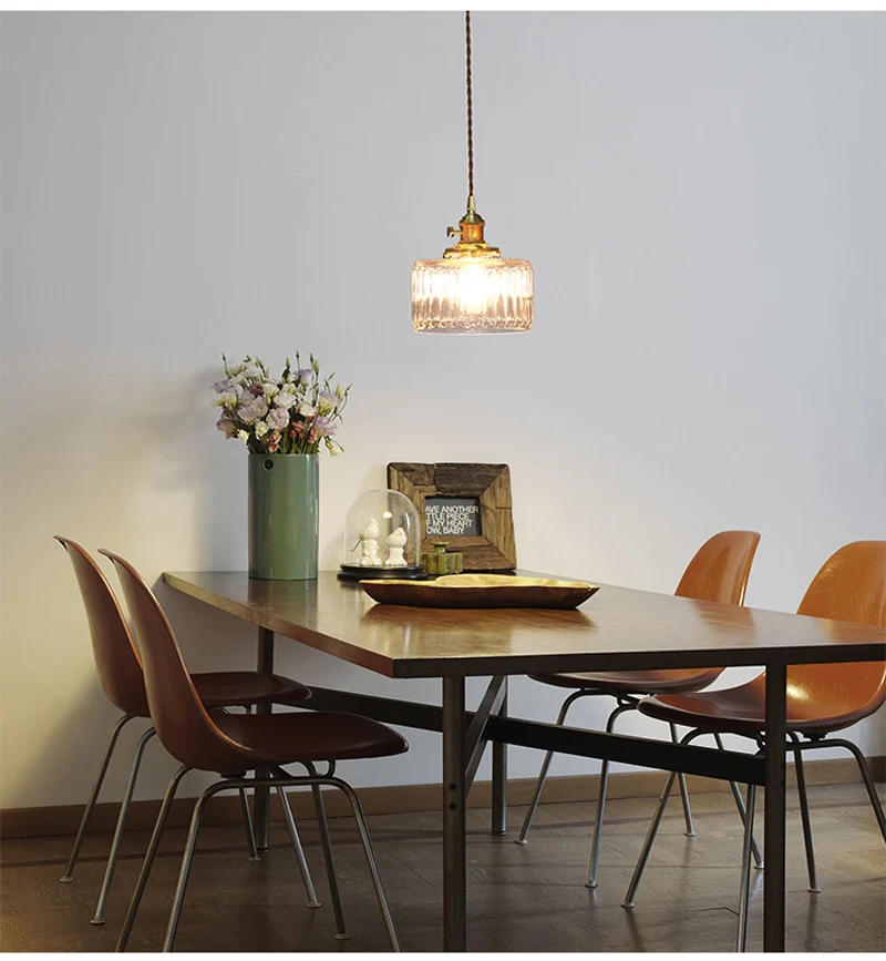 LED Vintage Glass Pendant Light Green Hanging Lamps Living Room Decor Luminaire Hall Bedroom Dining Room Indoor Fixture Lustre