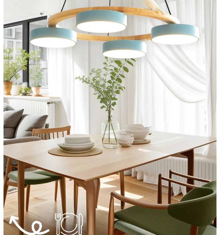 Nordic Wooden circle chandelier Bird lamp for Living Room Colour lamp Minimalist Bedroom Living Room Main Light dining lamp