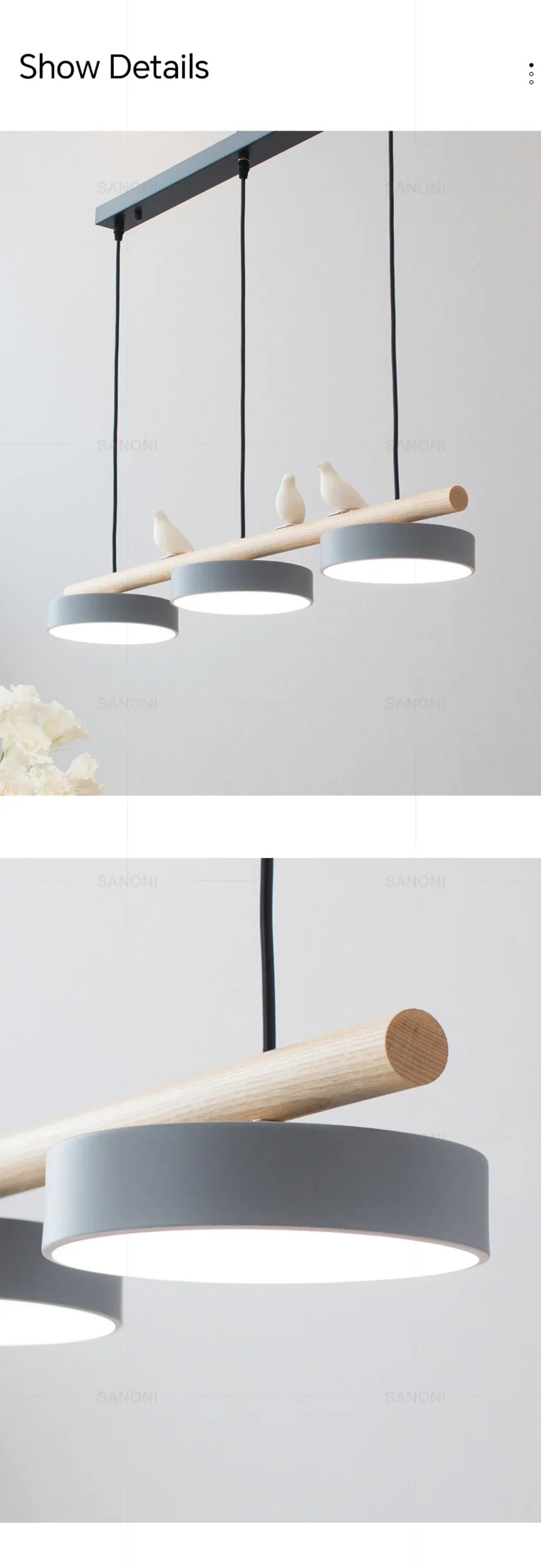 Nordic Wooden circle chandelier Bird lamp for Living Room Colour lamp Minimalist Bedroom Living Room Main Light dining lamp