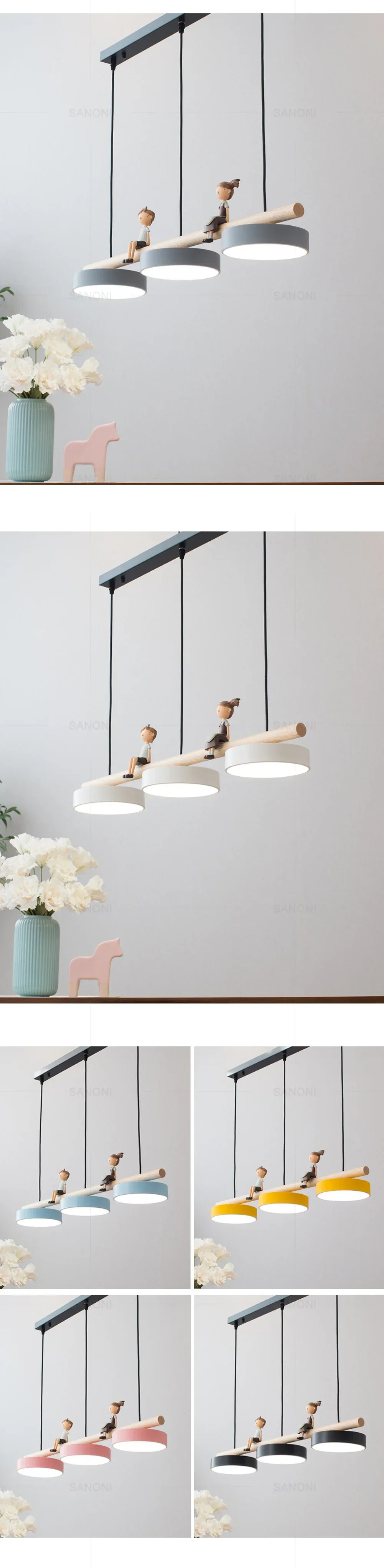 Nordic Wooden circle chandelier Bird lamp for Living Room Colour lamp Minimalist Bedroom Living Room Main Light dining lamp