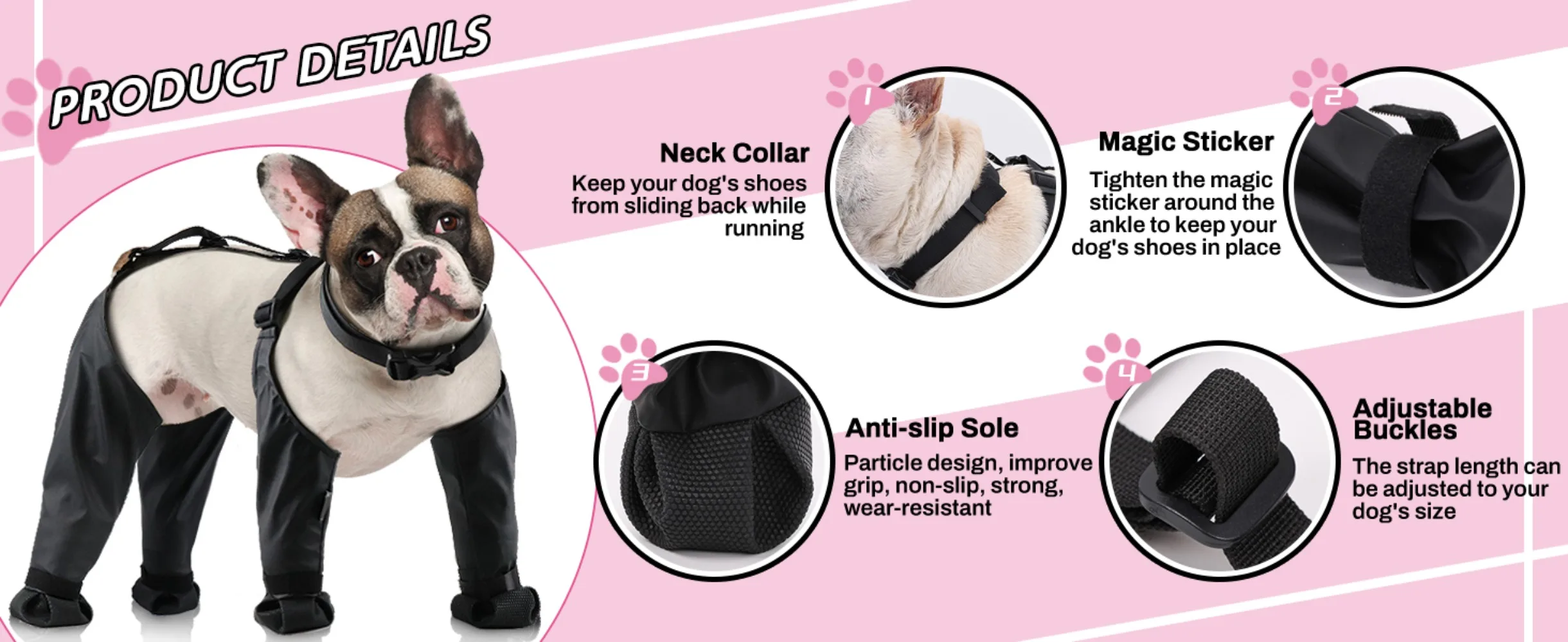 Anti-Slip Dog Shoes Pet Paw Dog Rain Booties Dirty-proof Anti-fall Dog Outdoor Suspender Sock Shoes Winter Waterproof Dog Boots
