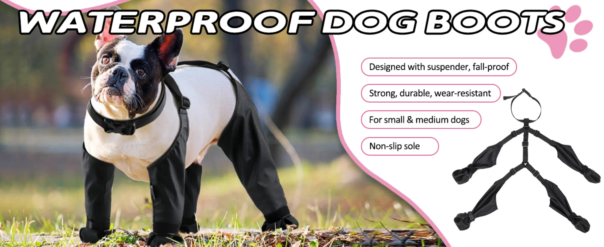 Anti-Slip Dog Shoes Pet Paw Dog Rain Booties Dirty-proof Anti-fall Dog Outdoor Suspender Sock Shoes Winter Waterproof Dog Boots