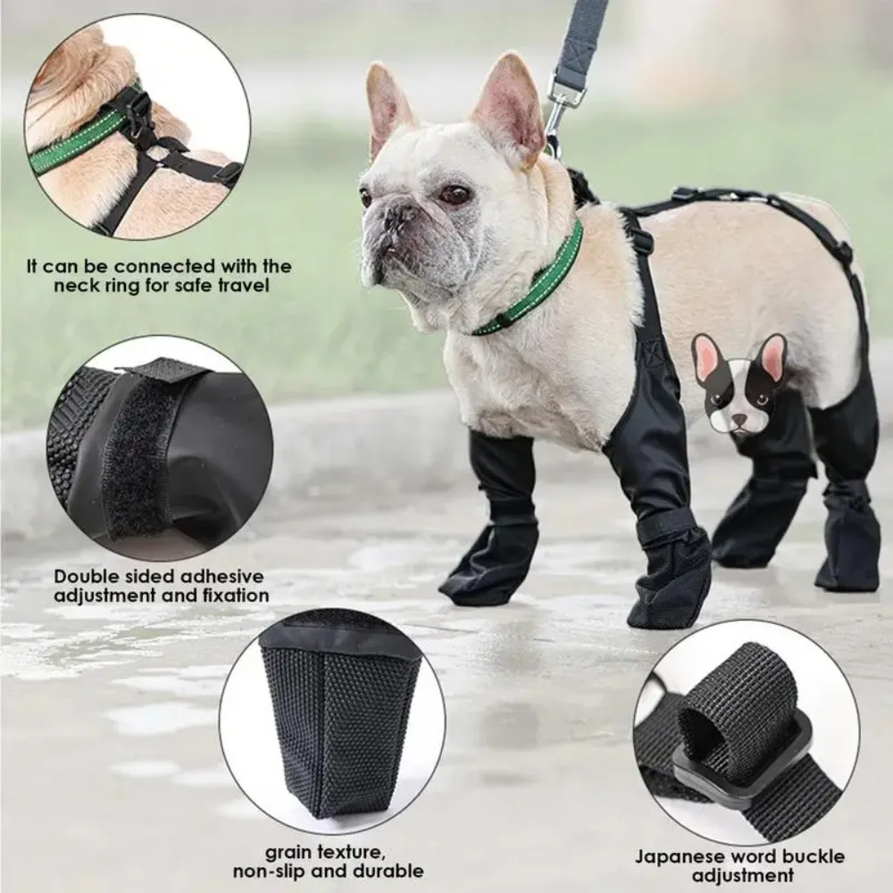 Anti-Slip Dog Shoes Pet Paw Dog Rain Booties Dirty-proof Anti-fall Dog Outdoor Suspender Sock Shoes Winter Waterproof Dog Boots