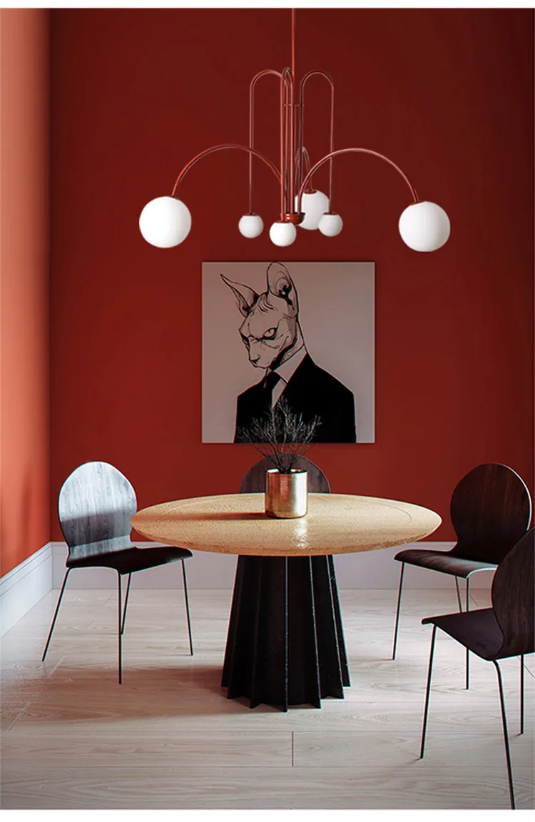 Nordic Minimalist Pendant Light for Living Room Restaurant  Dining Room Lamp Cafe Clothing Store Art Black Gold Red Chandelier