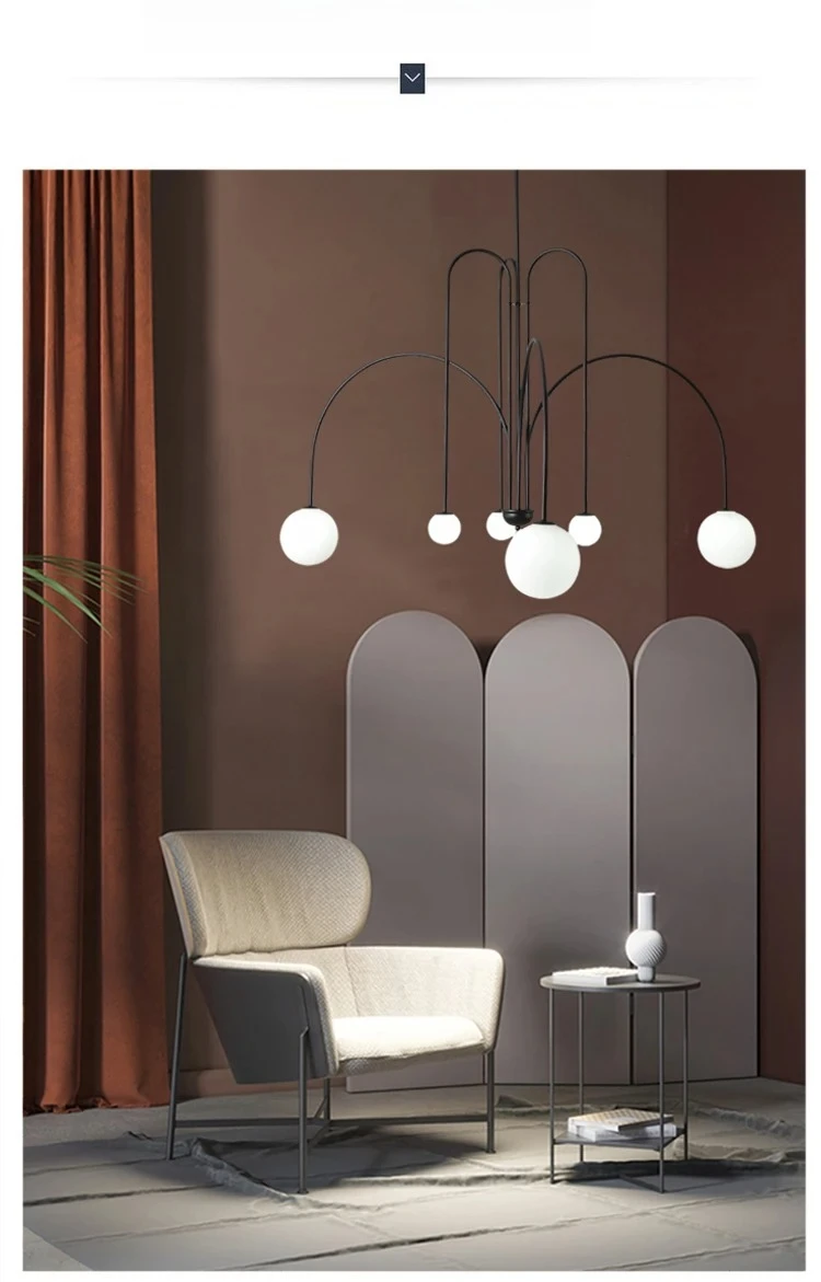 Nordic Minimalist Pendant Light for Living Room Restaurant  Dining Room Lamp Cafe Clothing Store Art Black Gold Red Chandelier