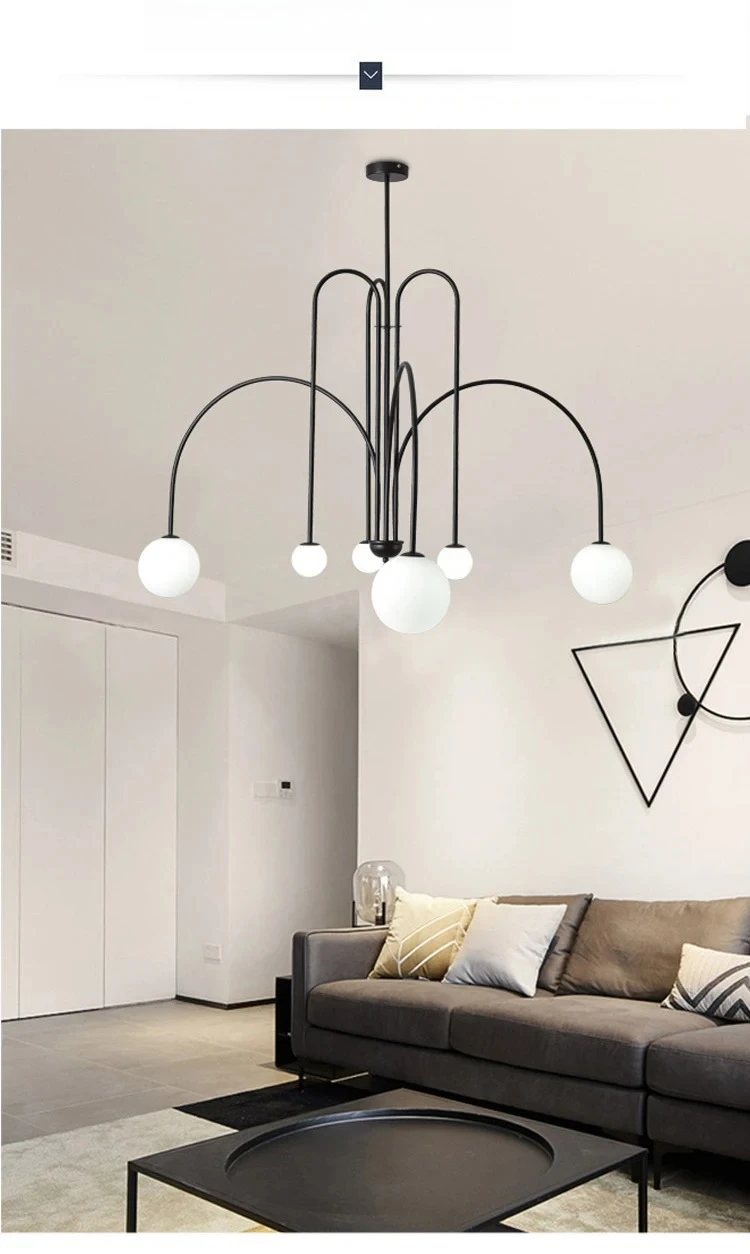 Nordic Minimalist Pendant Light for Living Room Restaurant  Dining Room Lamp Cafe Clothing Store Art Black Gold Red Chandelier