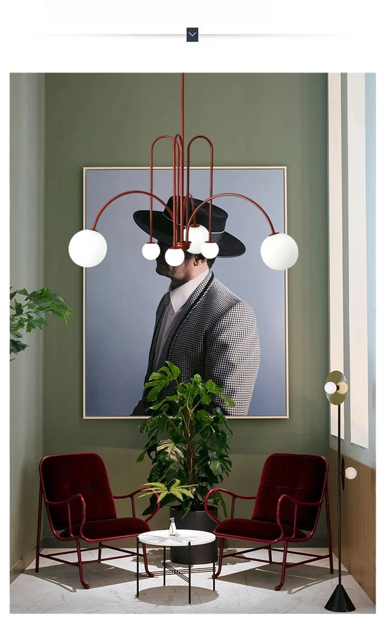 Nordic Minimalist Pendant Light for Living Room Restaurant  Dining Room Lamp Cafe Clothing Store Art Black Gold Red Chandelier