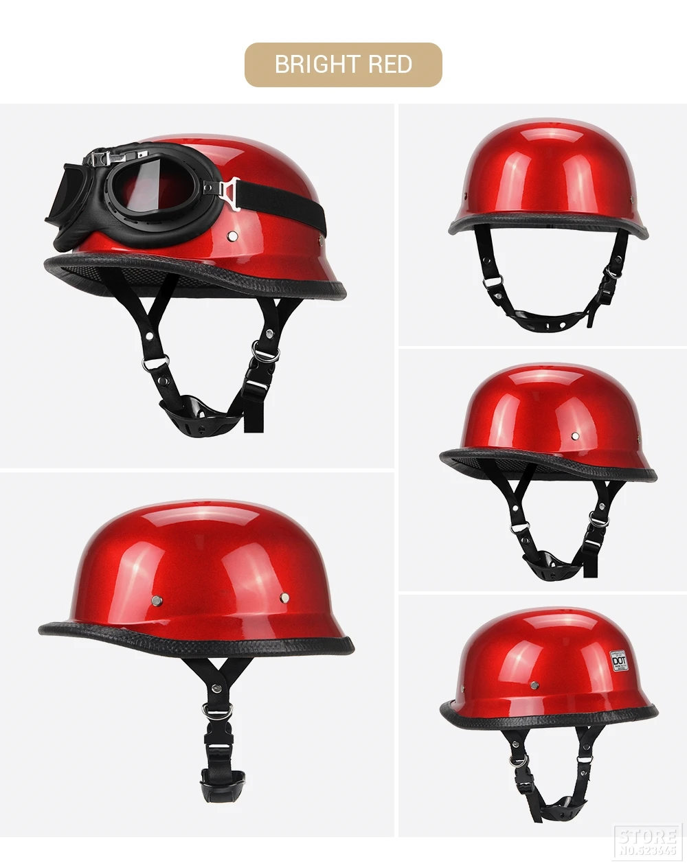 Motorcycle Half Helmet Vintage German Style Pilot Motobike Helmets Open Face Retro Motocross Helmet Motorcycle Accessories Dot
