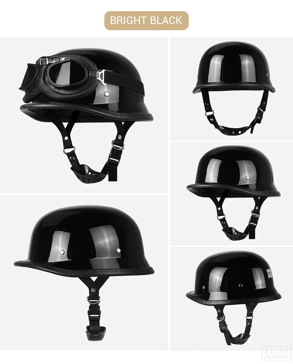 Motorcycle Half Helmet Vintage German Style Pilot Motobike Helmets Open Face Retro Motocross Helmet Motorcycle Accessories Dot