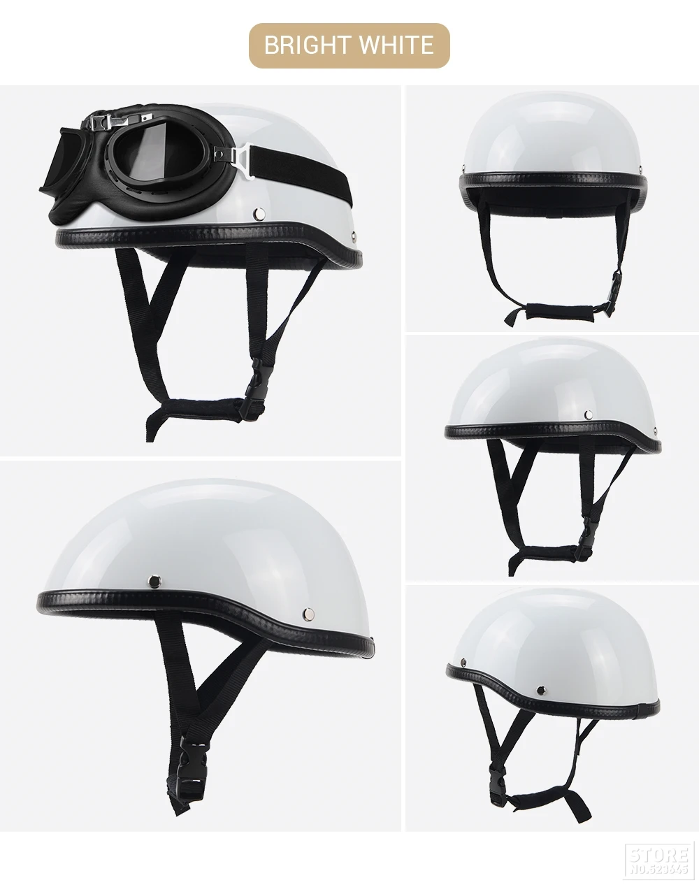 Motorcycle Half Helmet Vintage German Style Pilot Motobike Helmets Open Face Retro Motocross Helmet Motorcycle Accessories Dot