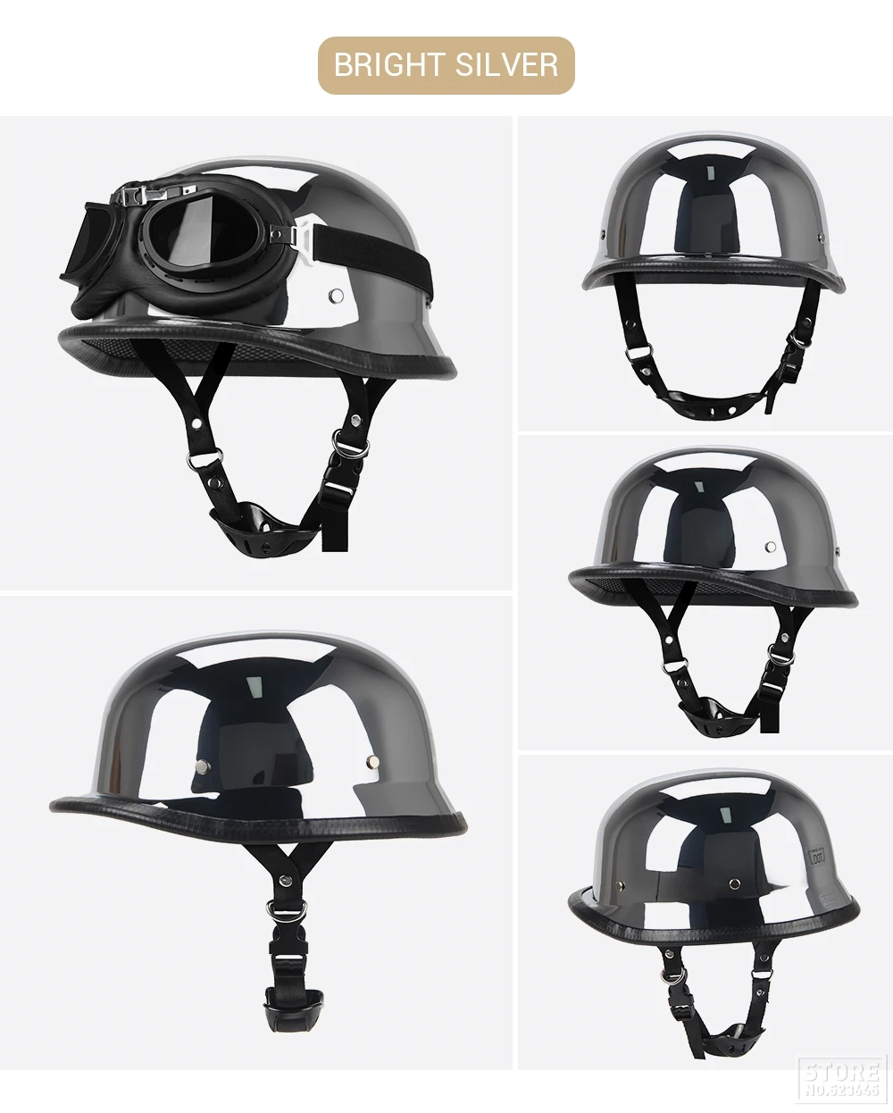 Motorcycle Half Helmet Vintage German Style Pilot Motobike Helmets Open Face Retro Motocross Helmet Motorcycle Accessories Dot
