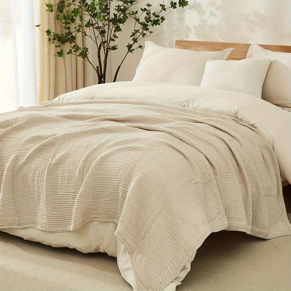 6 Layers Cotton Muslin Blankets Lightweight Cotton Throw Cooling Soft Throw Blanket for Year-Round Comfort Breathable Bedspread