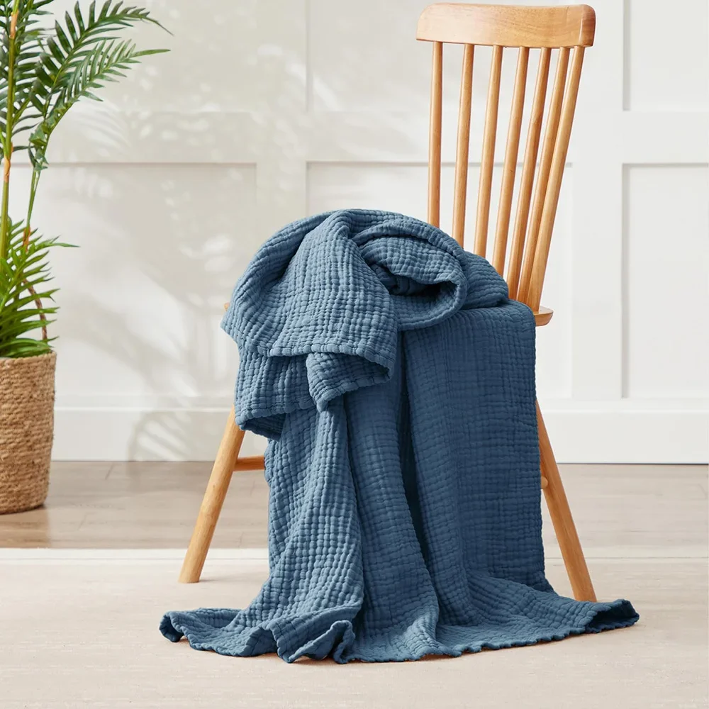 6 Layers Cotton Muslin Blankets Lightweight Cotton Throw Cooling Soft Throw Blanket for Year-Round Comfort Breathable Bedspread