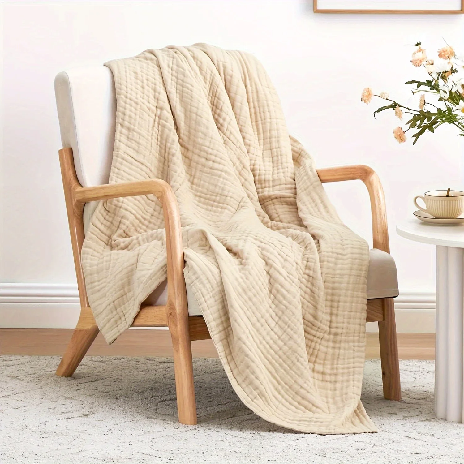 6 Layers Cotton Muslin Blankets Lightweight Cotton Throw Cooling Soft Throw Blanket for Year-Round Comfort Breathable Bedspread