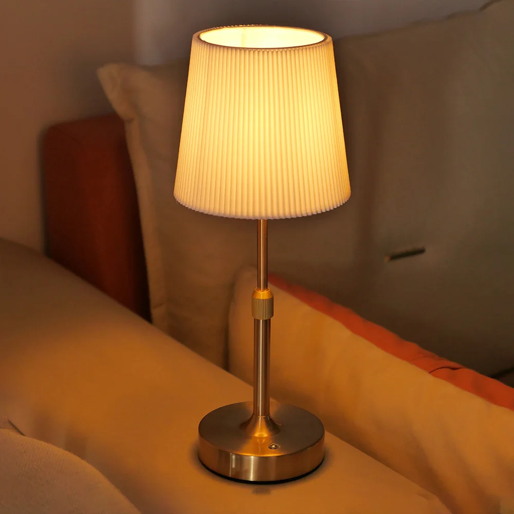 Fabric Desk Lamp Rechargeable Touch Table Lamp Replaceable E12 Bulb 2700K For Restaurant Hotel Room Bedside Decor Lighing