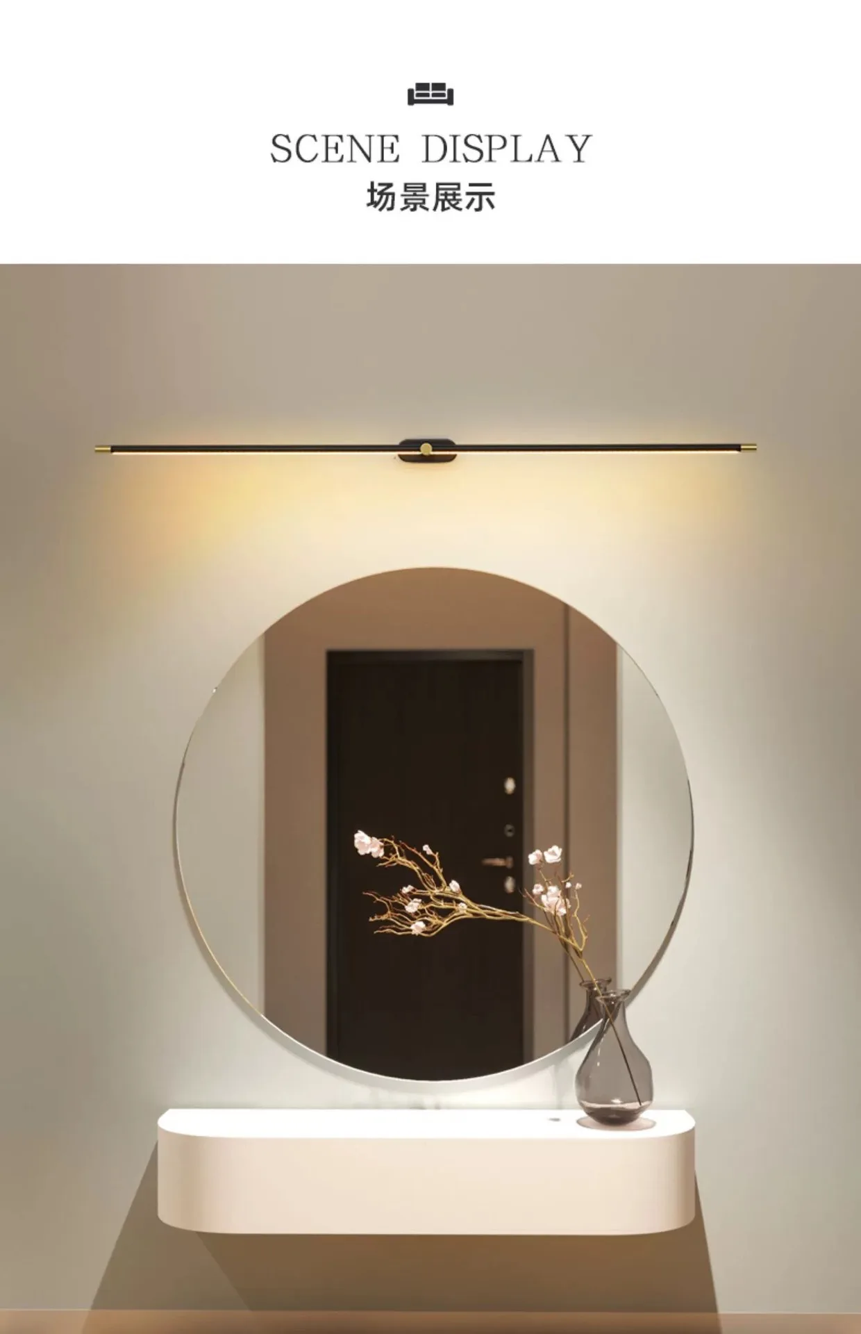LED Mirror Bathroom long strip Wall Lamps Modern Bedroom Bedside Minimalist Ceiling Light Wall Sconces Decor Lighting Fixtures