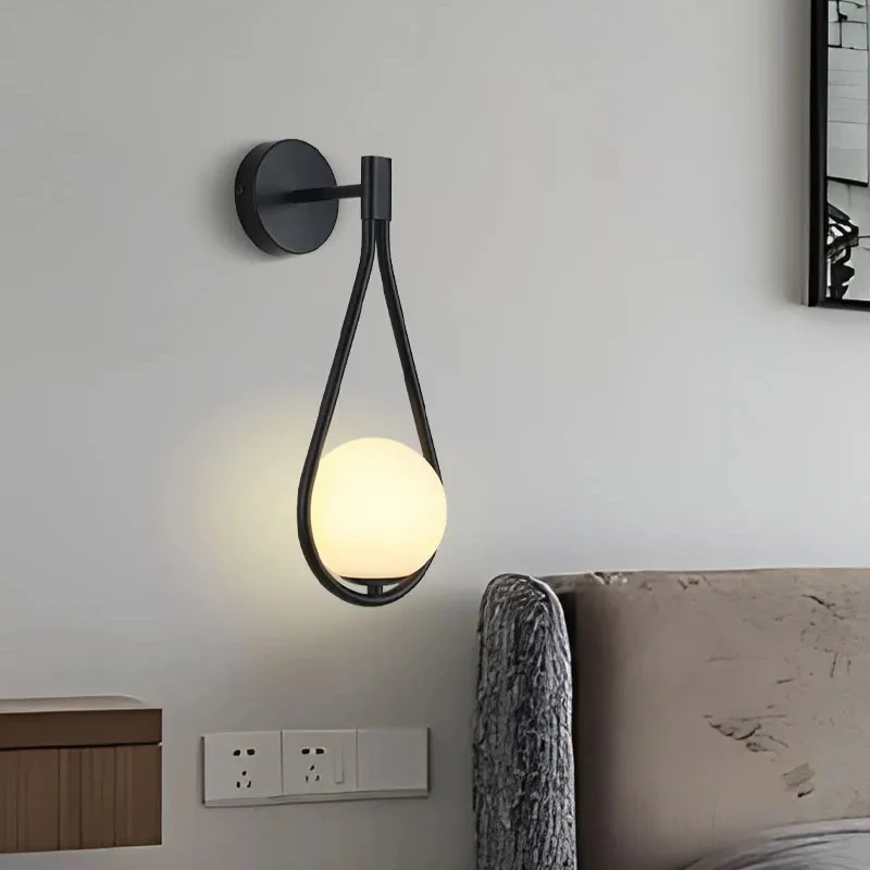Nordic Minimalist LED Wall Lamp Bathroom Bedside Glass Ball Vintage Wall Lights Artistic Indoor Lighting For Staircase Aisle