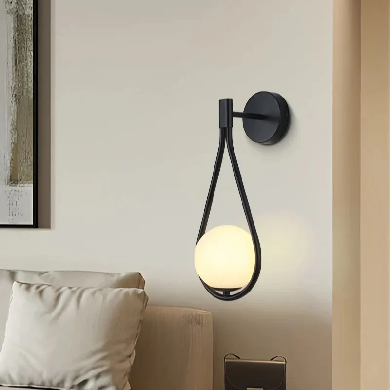 Nordic Minimalist LED Wall Lamp Bathroom Bedside Glass Ball Vintage Wall Lights Artistic Indoor Lighting For Staircase Aisle