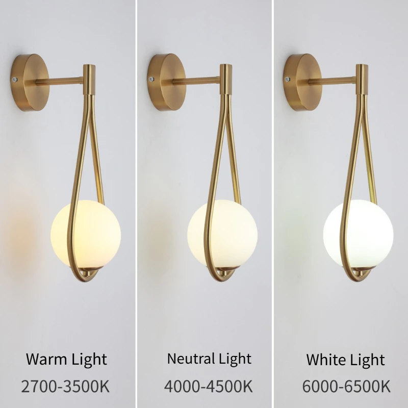 Nordic Minimalist LED Wall Lamp Bathroom Bedside Glass Ball Vintage Wall Lights Artistic Indoor Lighting For Staircase Aisle