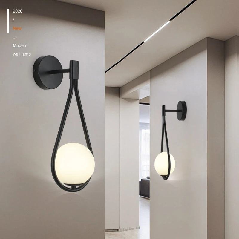 Nordic Minimalist LED Wall Lamp Bathroom Bedside Glass Ball Vintage Wall Lights Artistic Indoor Lighting For Staircase Aisle