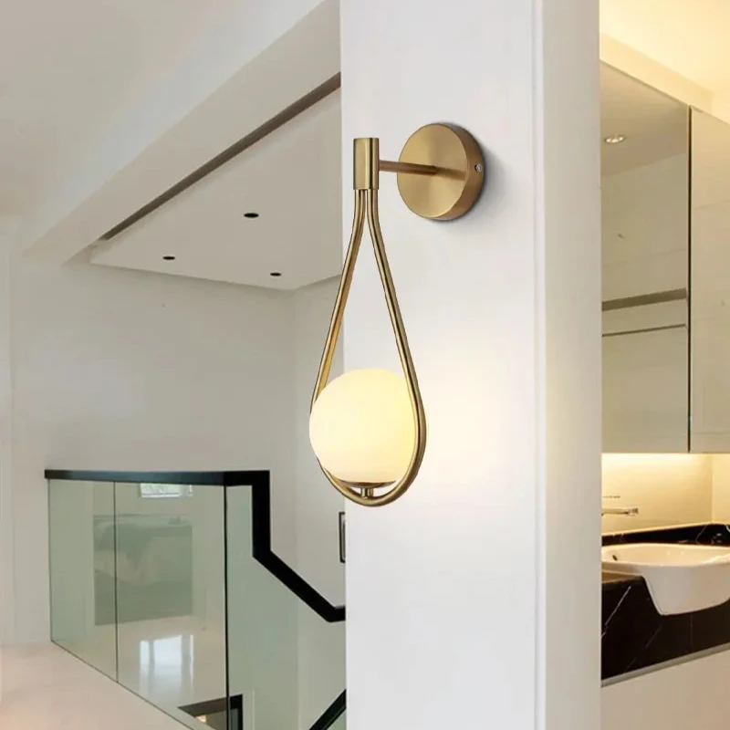 Nordic Minimalist LED Wall Lamp Bathroom Bedside Glass Ball Vintage Wall Lights Artistic Indoor Lighting For Staircase Aisle