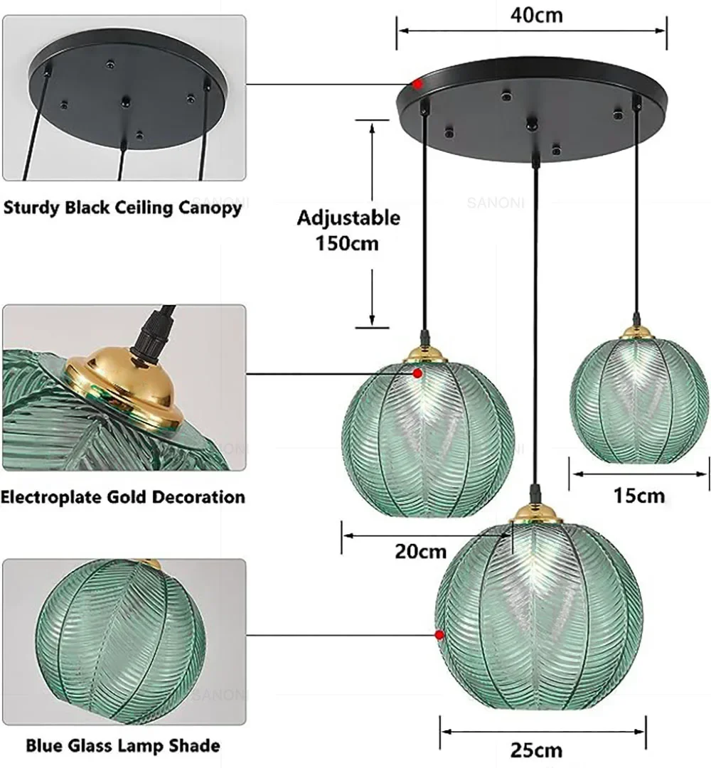 Modern Nordic Striped Glass Pendant Light for Kitchen Island Dining Bedroom Hanging Ceiling Lamp Home Decor Chandelier