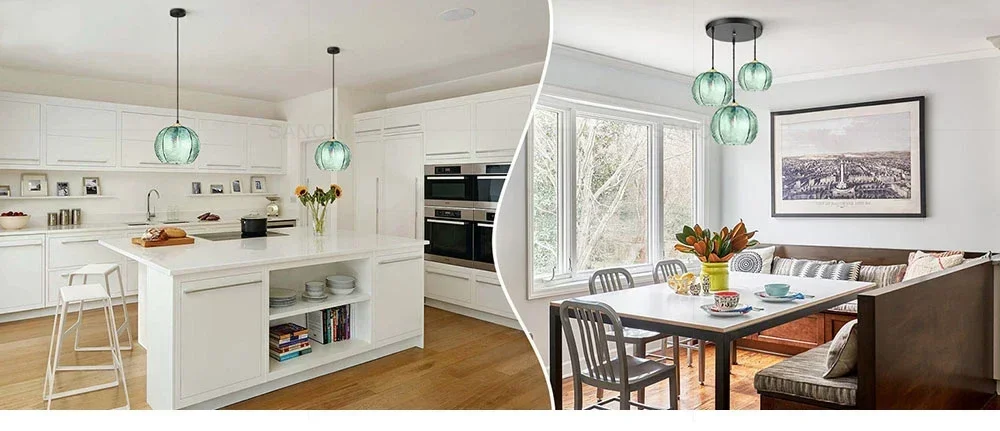 Modern Nordic Striped Glass Pendant Light for Kitchen Island Dining Bedroom Hanging Ceiling Lamp Home Decor Chandelier