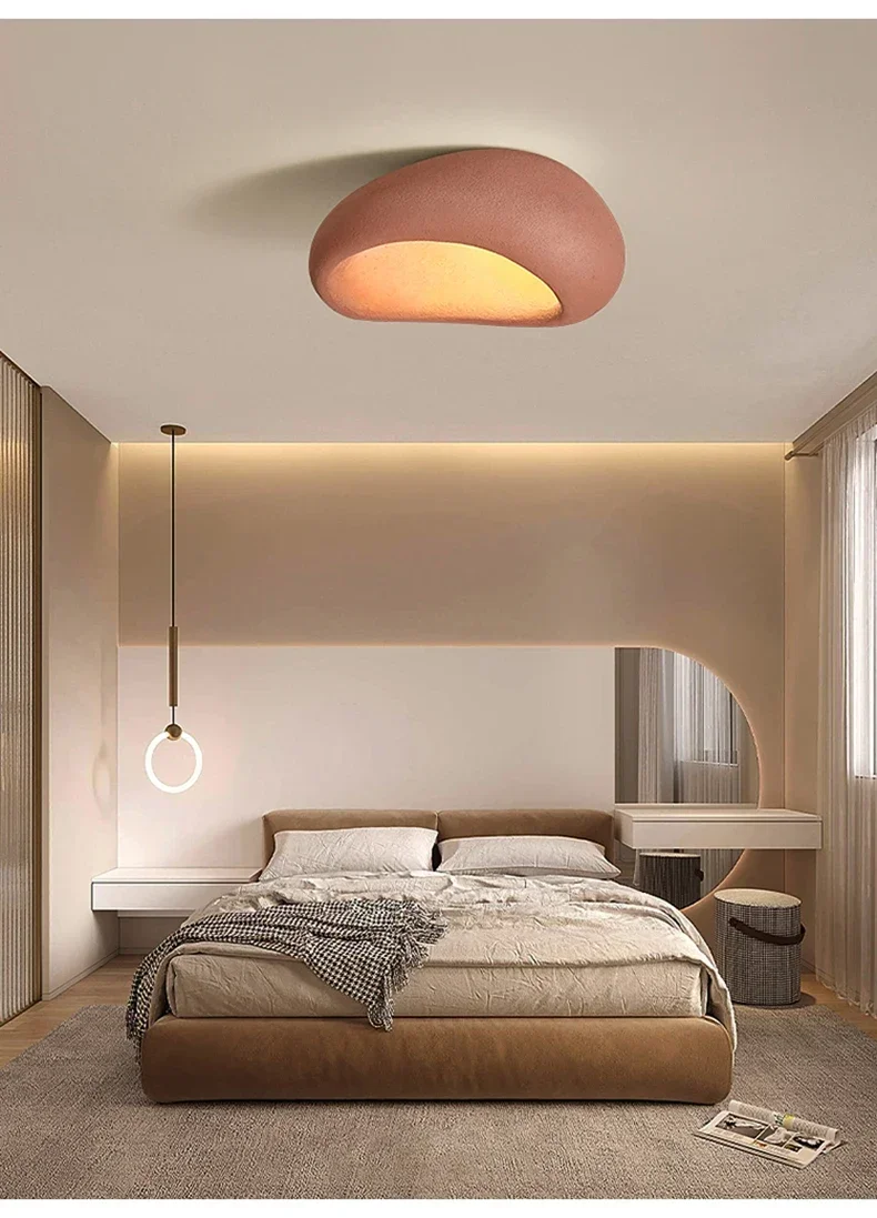 Japanese Wabi Sabi Style Ceiling Light for Bedrooms Living Rooms Study Rooms Simple Modern Cream Style Lighting Fixtures