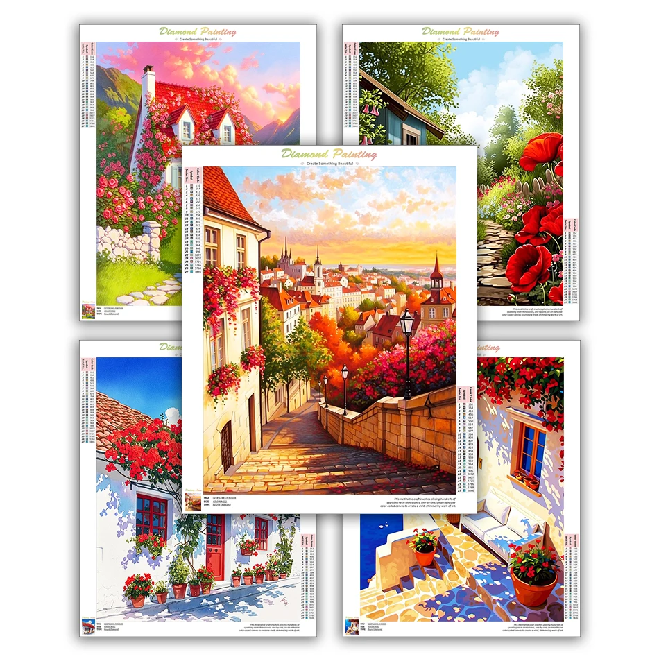 CHENISTORY Diamond Painting Pictures 5D Simple Diy Crafts Drawings With Diamonds Landscape house Crystal Living Room Decoration