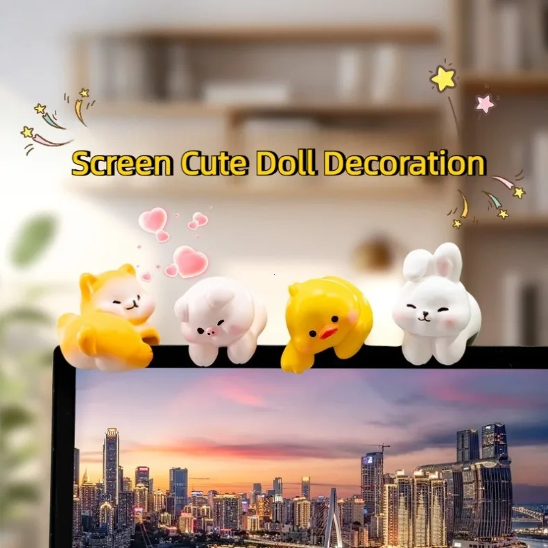 Cute Cartoon Small Animal Car Dashboard Accessories, Humorous Car Interior Ornaments and Screen Decorations