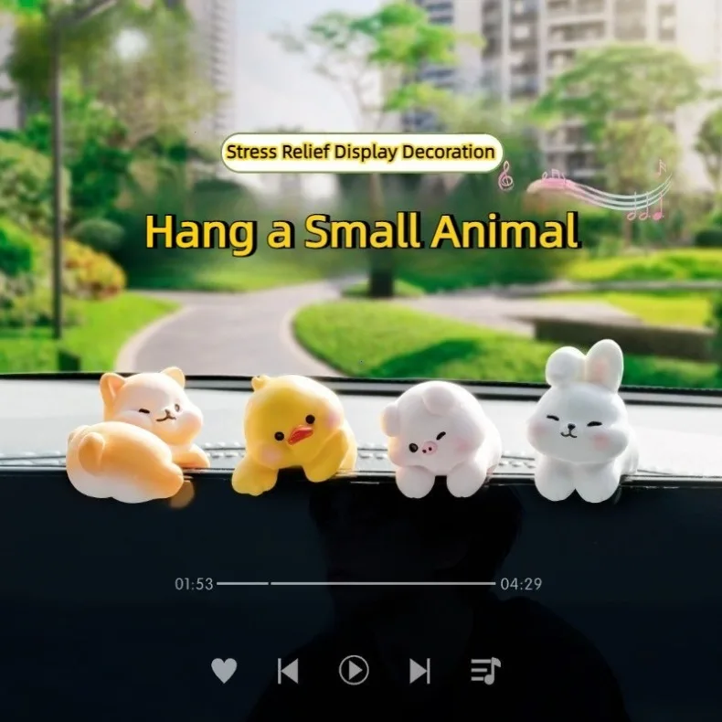Cute Cartoon Small Animal Car Dashboard Accessories, Humorous Car Interior Ornaments and Screen Decorations