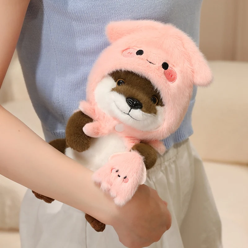 22cm Kawaii Taiyaki Headgear Toys Otter Cartoon Stuffed Animals Soft Prawn Sea Otters Plush Dolls for Girls Gifts Home Decor