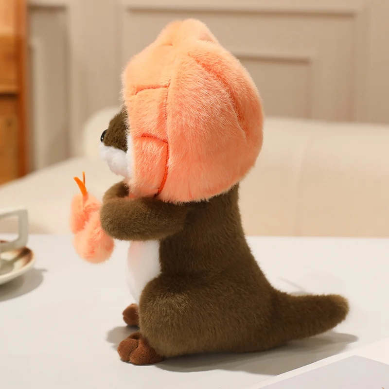 22cm Kawaii Taiyaki Headgear Toys Otter Cartoon Stuffed Animals Soft Prawn Sea Otters Plush Dolls for Girls Gifts Home Decor