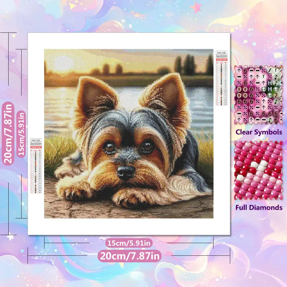 EverShine 5D Diamond Painting Dog Cartoon Mosaic Animal Lake River Full Drill Embroidery Puppy DIY Crafts Kit Adult Room Decor