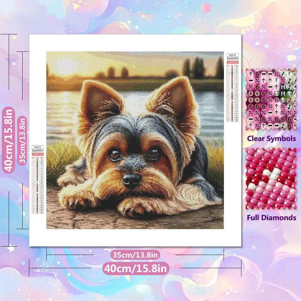 EverShine 5D Diamond Painting Dog Cartoon Mosaic Animal Lake River Full Drill Embroidery Puppy DIY Crafts Kit Adult Room Decor