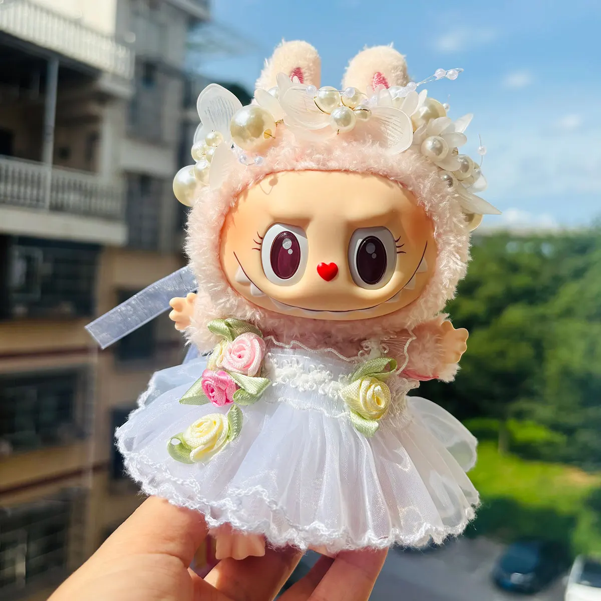For Labubu Doll Clothing Strap Pants with Mini Headphones and Mini Camera 17cm Clothing Shoes Doll DIY Accessories Training Sit