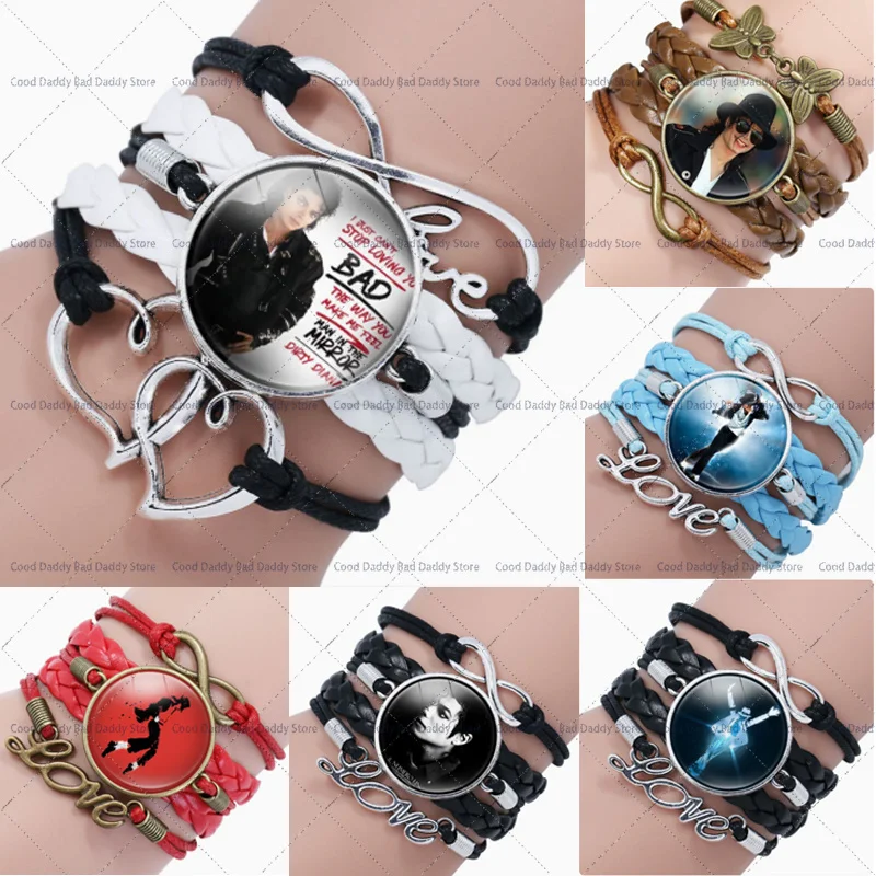 80S Superstar Michael Jackson Time Gem Necklace King of Pop MJ Neck Chain Vintage Men Women Wristband Fashion Charms Accessories