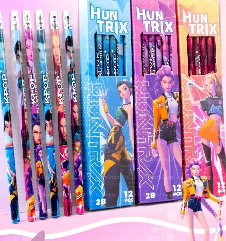 Anime Girls Lumi Mila Zoi Witch Hunter Pencils 2B HB Colors Pencils Cute Cartoon Student Stationery Set for Daily Learning Gifts