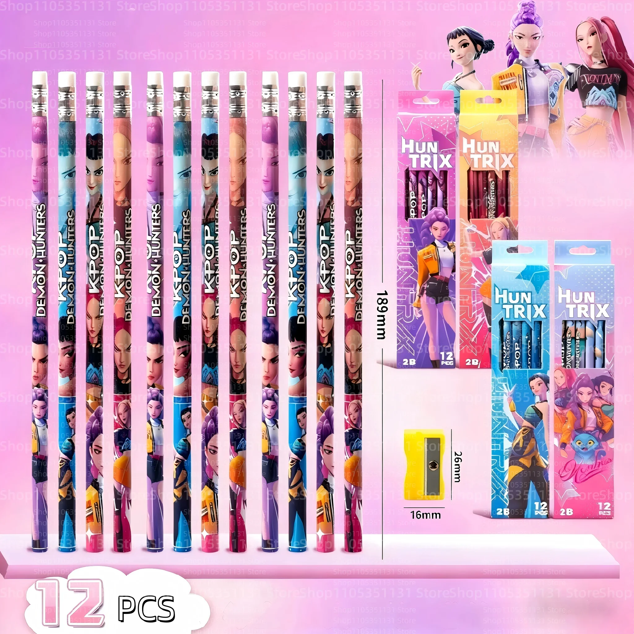 Anime Girls Lumi Mila Zoi Witch Hunter Pencils 2B HB Colors Pencils Cute Cartoon Student Stationery Set for Daily Learning Gifts