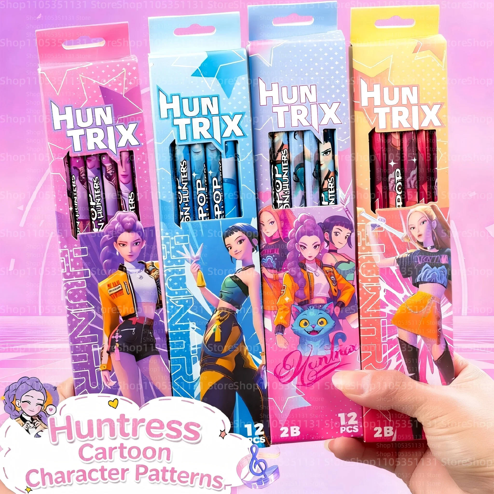 Anime Girls Lumi Mila Zoi Witch Hunter Pencils 2B HB Colors Pencils Cute Cartoon Student Stationery Set for Daily Learning Gifts