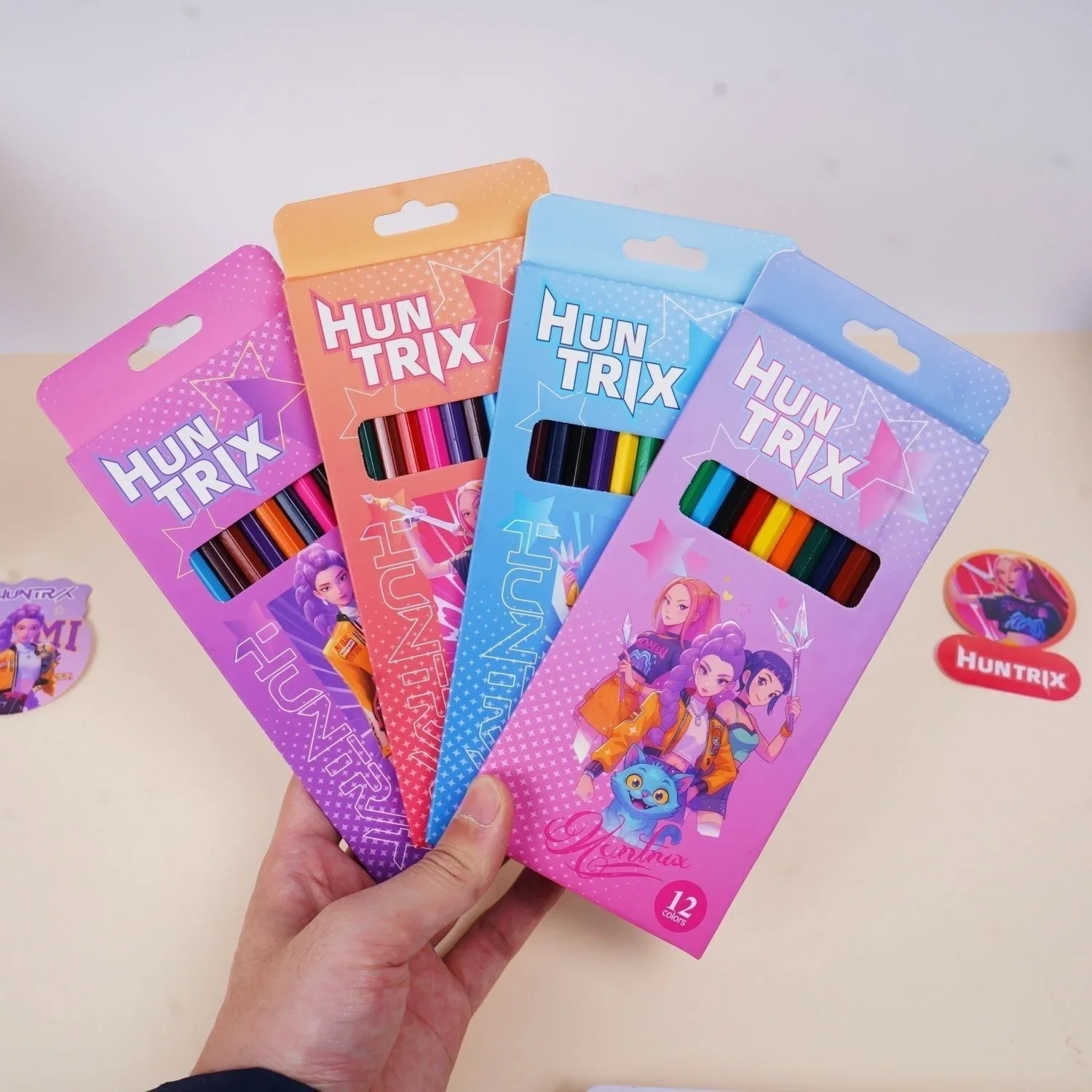 Anime Girls Lumi Mila Zoi Witch Hunter Pencils 2B HB Colors Pencils Cute Cartoon Student Stationery Set for Daily Learning Gifts