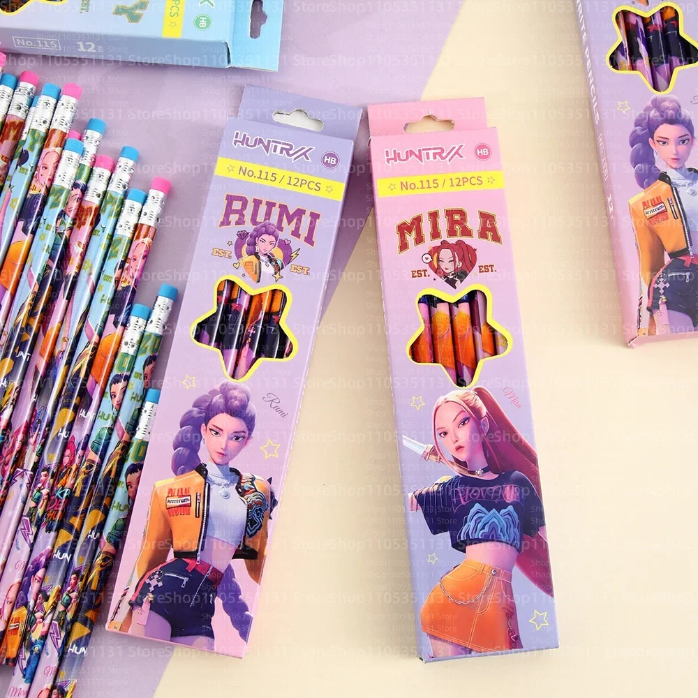Anime Girls Lumi Mila Zoi Witch Hunter Pencils 2B HB Colors Pencils Cute Cartoon Student Stationery Set for Daily Learning Gifts