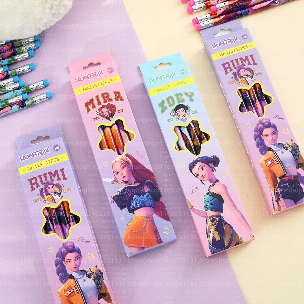 Anime Girls Lumi Mila Zoi Witch Hunter Pencils 2B HB Colors Pencils Cute Cartoon Student Stationery Set for Daily Learning Gifts