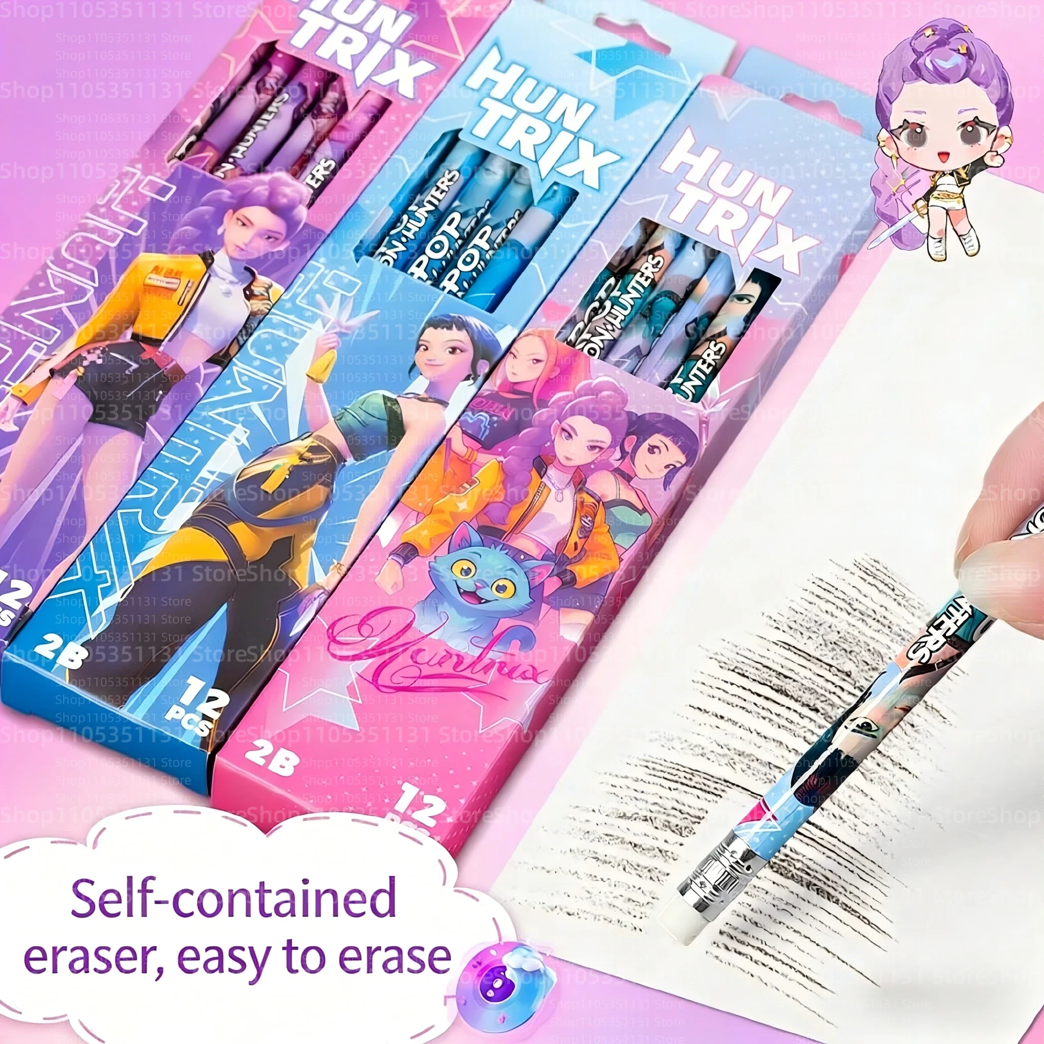 Anime Girls Lumi Mila Zoi Witch Hunter Pencils 2B HB Colors Pencils Cute Cartoon Student Stationery Set for Daily Learning Gifts