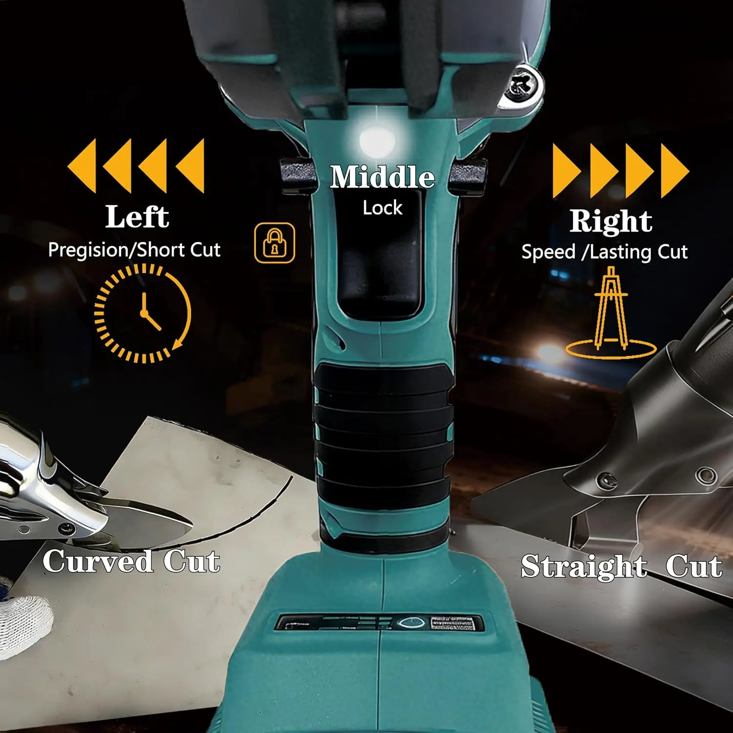 Brushless Cordless Electric Metal Shears 1600RPM 2mm Sheet Metal Cutter for Steel Aluminum Roofing Compatible with Makita 18V Ba