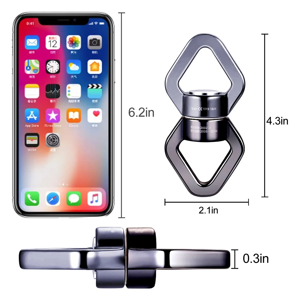 30KN Outdoor Rock Climbing Carabiner Swivel Connector Universal Gimbal Ring Yoga Swing Hammock Rope Swivel Rotational Connector